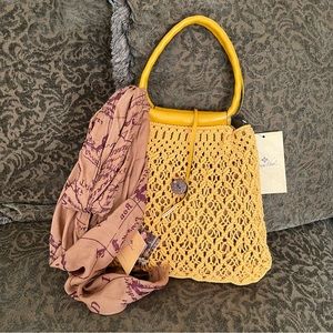 Patricia Nash Geraldine Crochet Hobo Bag in Sunset & Scarf Set